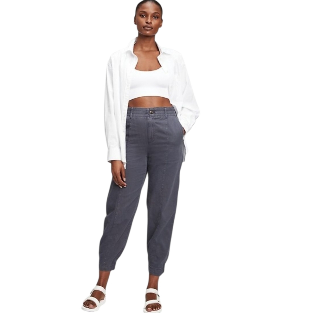 GAP high rise barrel‎ leg ankle pull on jogger pants equinox blue 12